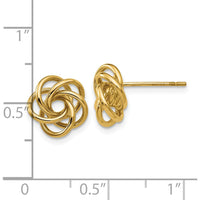 10K Yellow Gold Love Knot Button Earrings