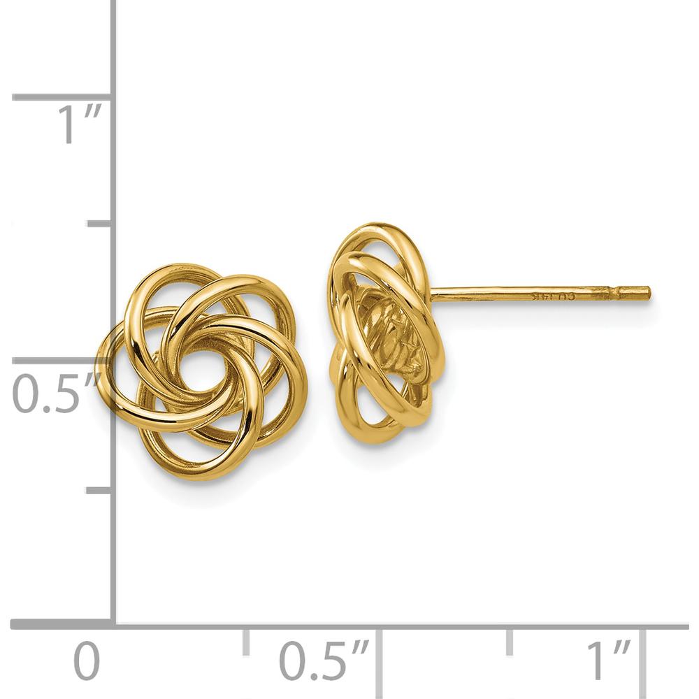 10K Yellow Gold Love Knot Button Earrings