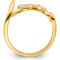10K Yellow Gold "LOVE" Ring with Heart-Shaped Diamonds - 0.009 Carat Total Diamond Weight by 0