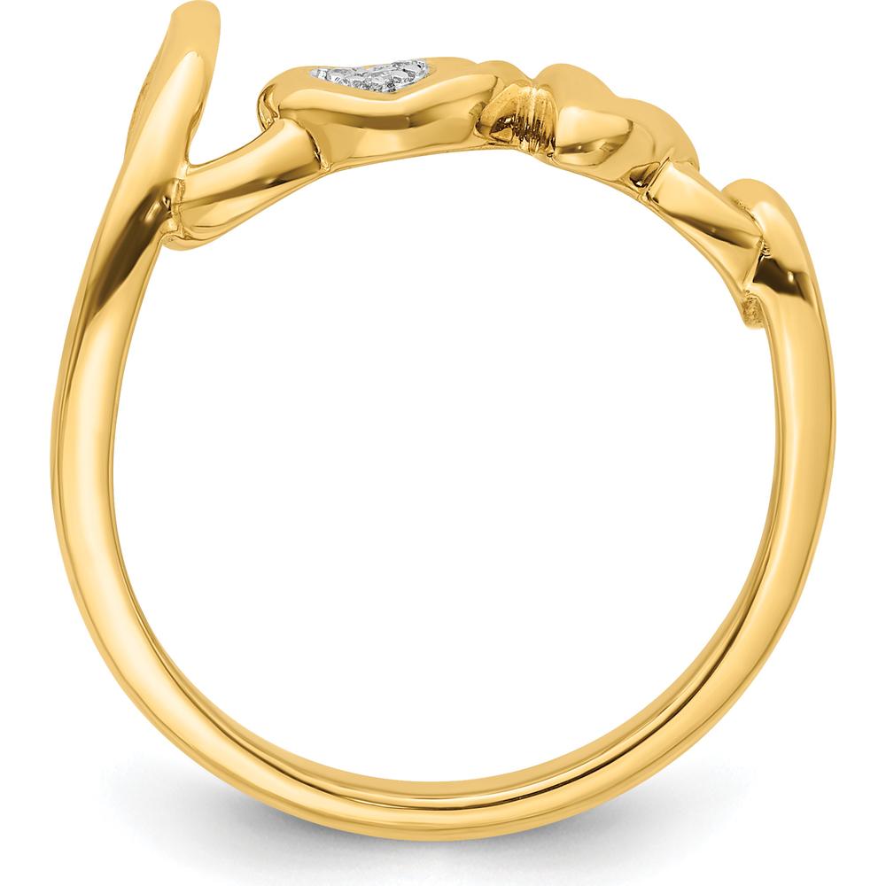 10K Yellow Gold "LOVE" Ring with Heart-Shaped Diamonds - 0.009 Carat Total Diamond Weight by 0