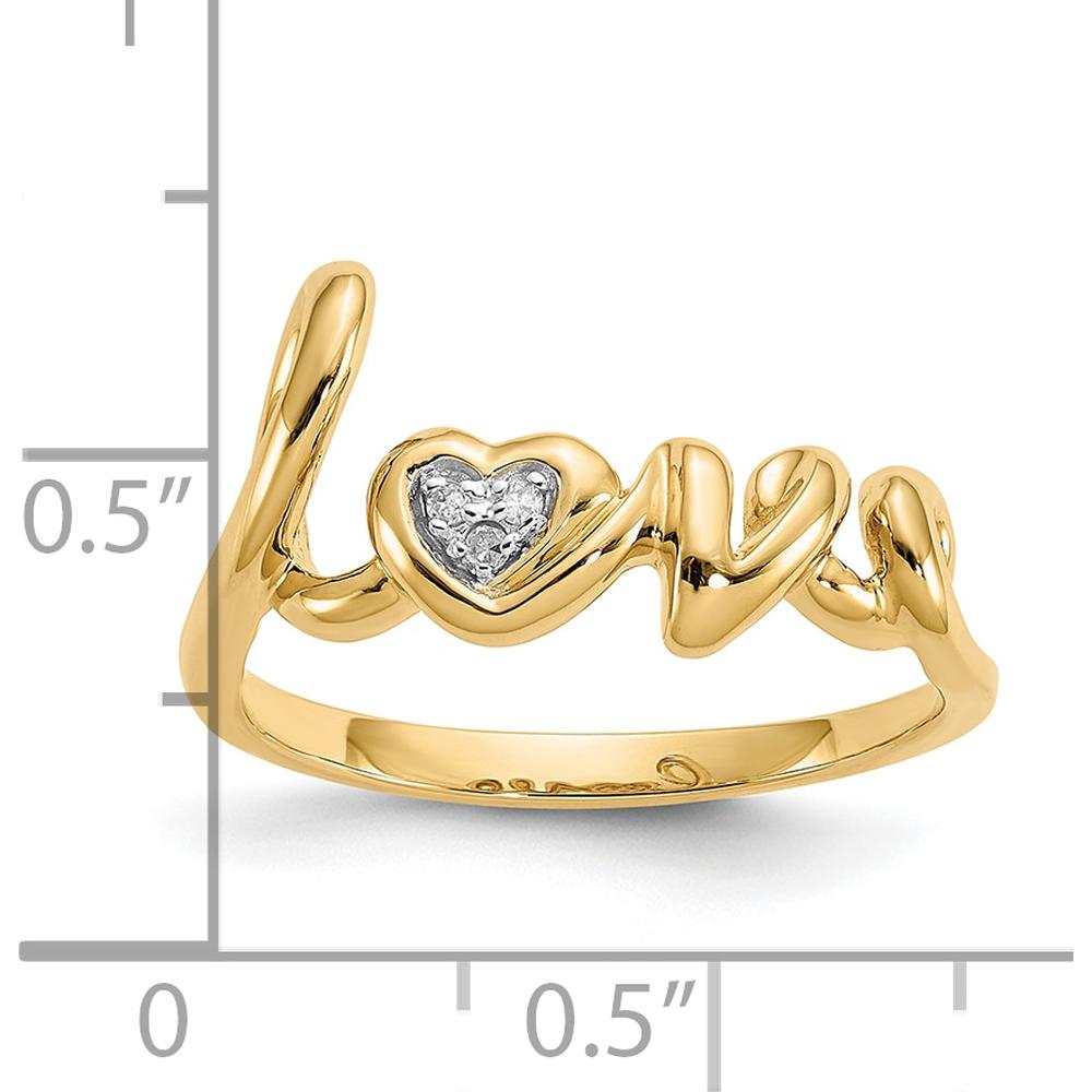 10K Yellow Gold "LOVE" Ring with Heart-Shaped Diamonds - 0.009 Carat Total Diamond Weight by 0