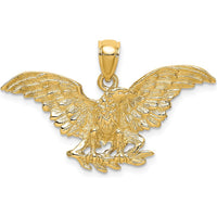 10K Yellow Gold Majestic Eagle Wings Spread Charm - Polished Finish