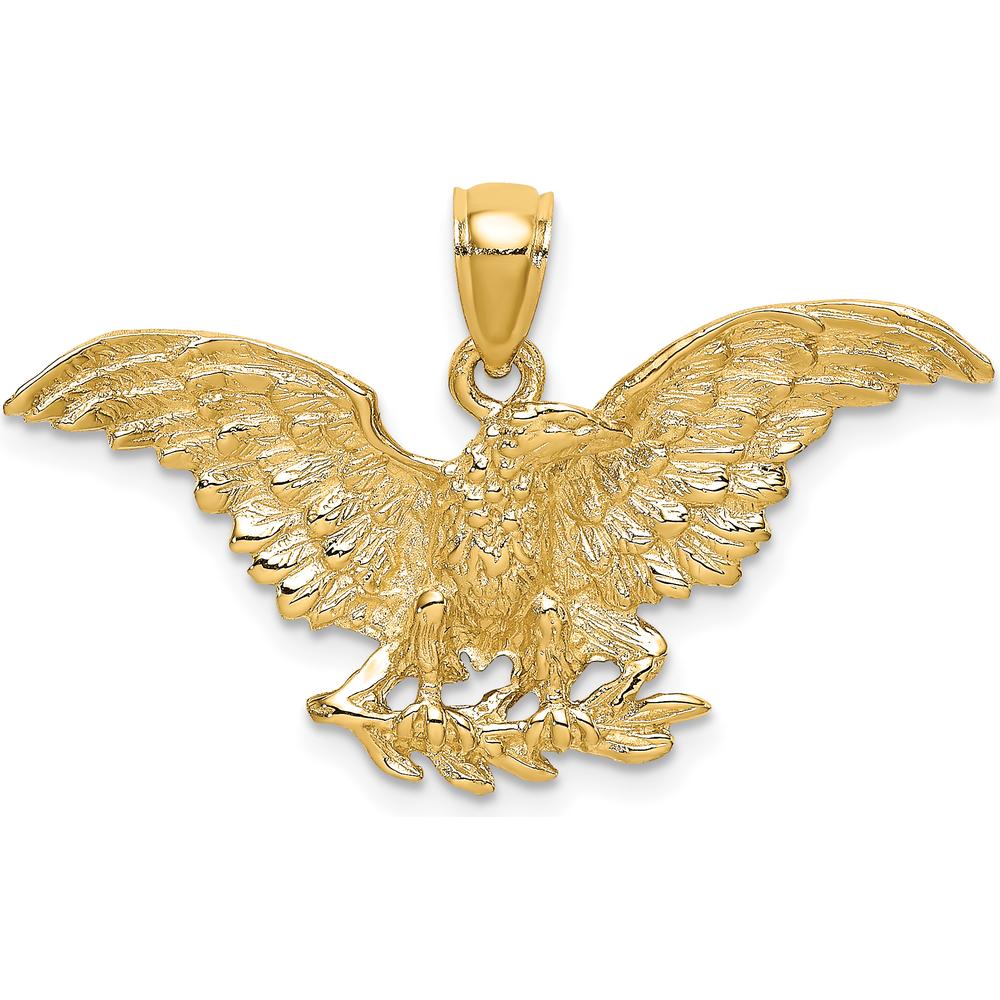 10K Yellow Gold Majestic Eagle Wings Spread Charm - Polished Finish
