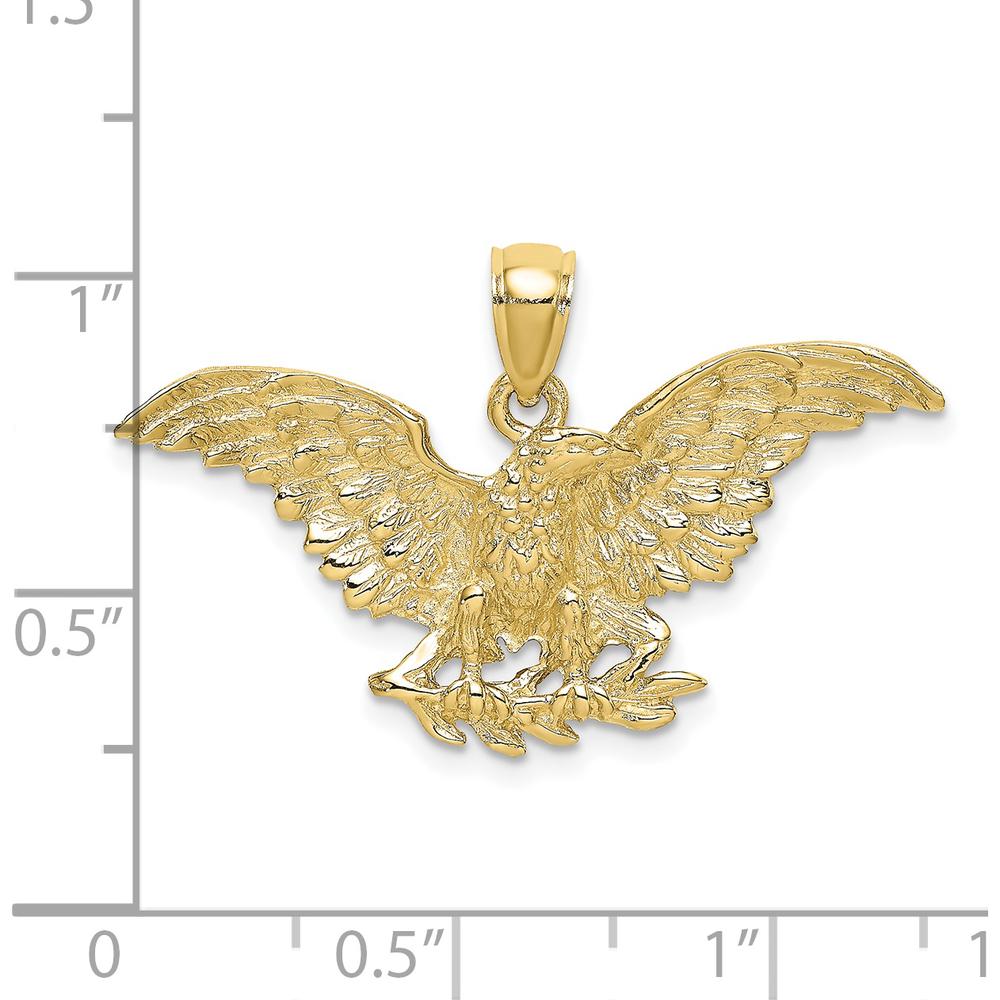 10K Yellow Gold Majestic Eagle Wings Spread Charm - Polished Finish