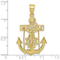 10K Yellow Gold Mariners Cross Pendant - Polished Finish, 36.41mm Length