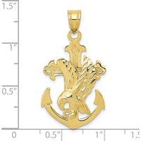 10K Yellow Gold Mariners Cross with Eagle Pendant - Polished Finish 35mm Length