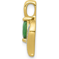 10K Yellow Gold Marquise Emerald and Round Diamond Pendant - 0.17 Carat Emerald, 0.009 Carat Total Diamond Weight by Lumare Gioia
