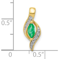 10K Yellow Gold Marquise Emerald and Round Diamond Pendant - 0.17 Carat Emerald, 0.009 Carat Total Diamond Weight by Lumare Gioia