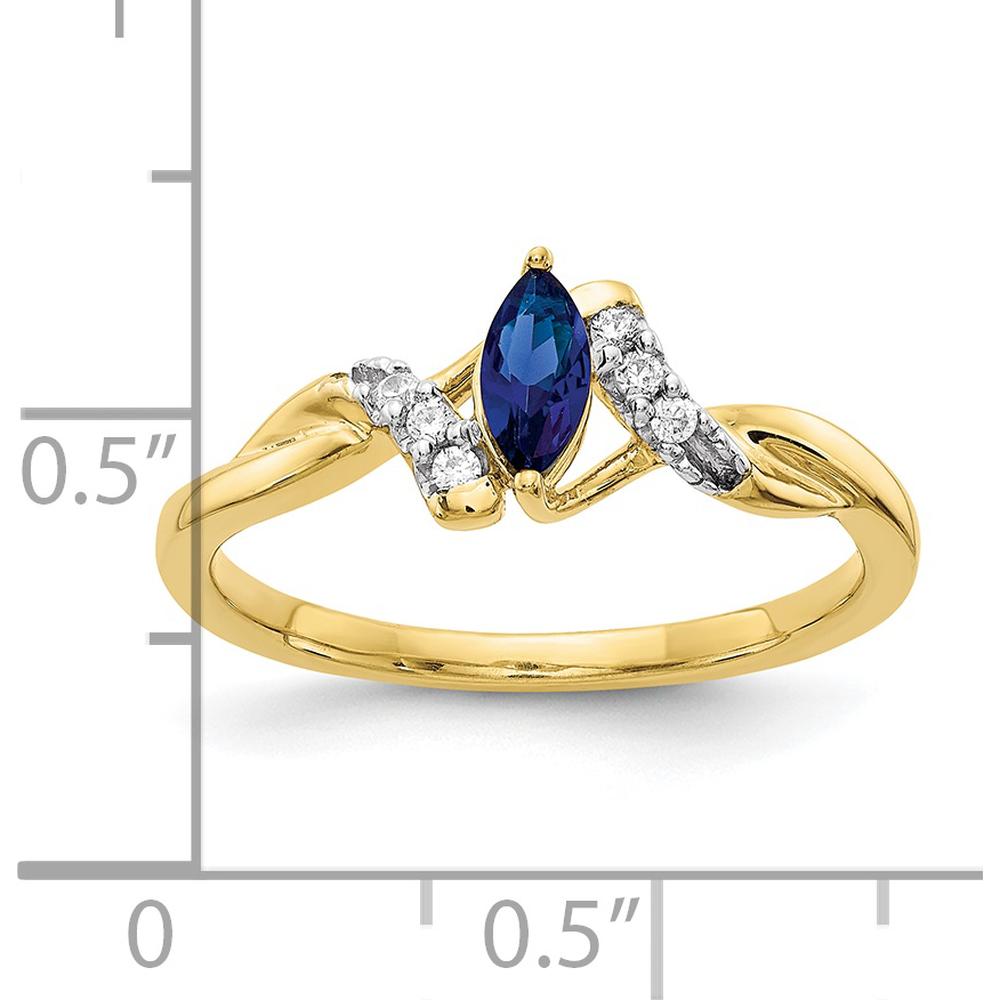 10K Yellow Gold Marquise Sapphire and Diamond Ring - 0.34 Carat Sapphire, 0.06 Carat Diamonds by 0