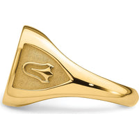 10K Yellow Gold Masonic Cushion Mounting Ring for 14x12mm Gemstone