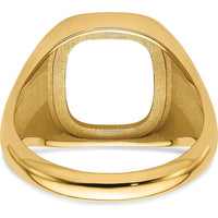10K Yellow Gold Masonic Cushion Mounting Ring for 14x12mm Gemstone