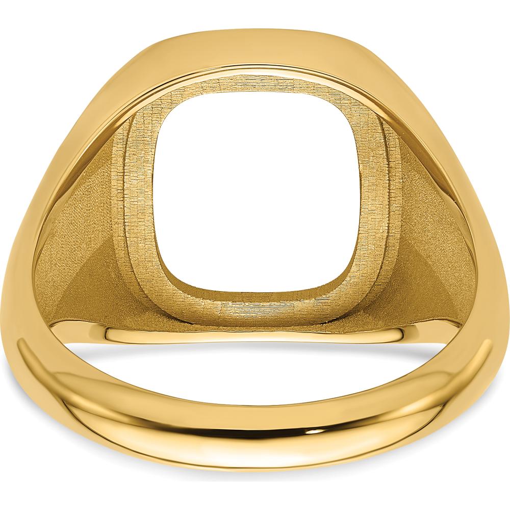 10K Yellow Gold Masonic Cushion Mounting Ring for 14x12mm Gemstone