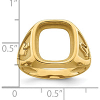 10K Yellow Gold Masonic Cushion Mounting Ring for 14x12mm Gemstone