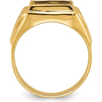 10K Yellow Gold Masonic Men's Ring Mounting - Rectangle Stone Mounting 12.00 x 10.00 mm