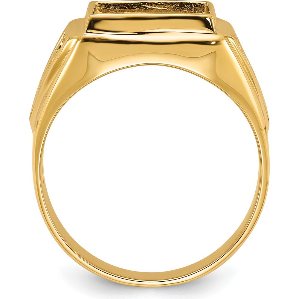 10K Yellow Gold Masonic Men's Ring Mounting - Rectangle Stone Mounting 12.00 x 10.00 mm