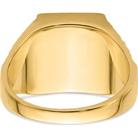 10K Yellow Gold Masonic Ring Mounting for 12x10mm Rectangle Stone with Polished and Textured Tapered Band