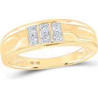 10K Yellow Gold Matching Wedding Ring Set with Prong-Set Round Diamonds in Square Cluster and Vertical Columns - 0.50 Carat Total Diamond Weight