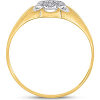 10K Yellow Gold Matte Flower Ring with Round Prong-Set Diamonds - 0.02 Carat Total Diamond Weight