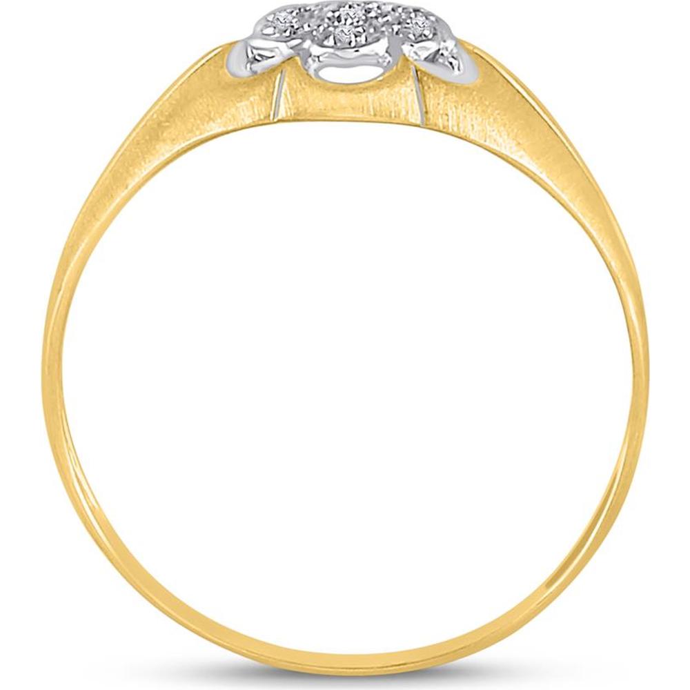 10K Yellow Gold Matte Flower Ring with Round Prong-Set Diamonds - 0.02 Carat Total Diamond Weight