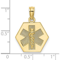 10K Yellow Gold Medical Alert Pendant with Caduceus Symbol - Polished Finish