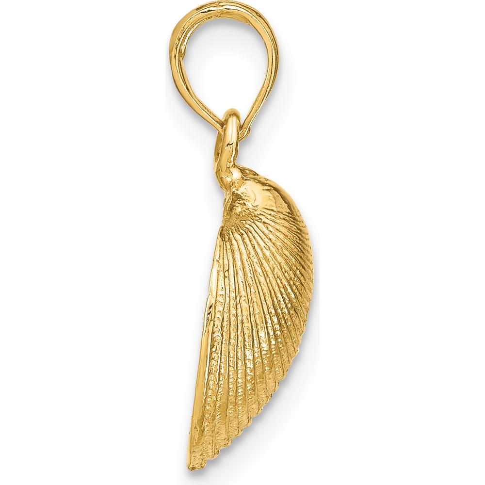 10K Yellow Gold Medium Clam Shell Pendant - Polished Finish