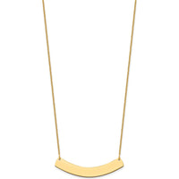 10K Yellow Gold Medium Curved Bar Necklace with Polished Finish and Customizable Pendant