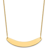 10K Yellow Gold Medium Curved Bar Pendant Necklace - Polished Finish