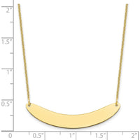 10K Yellow Gold Medium Curved Bar Pendant Necklace - Polished Finish