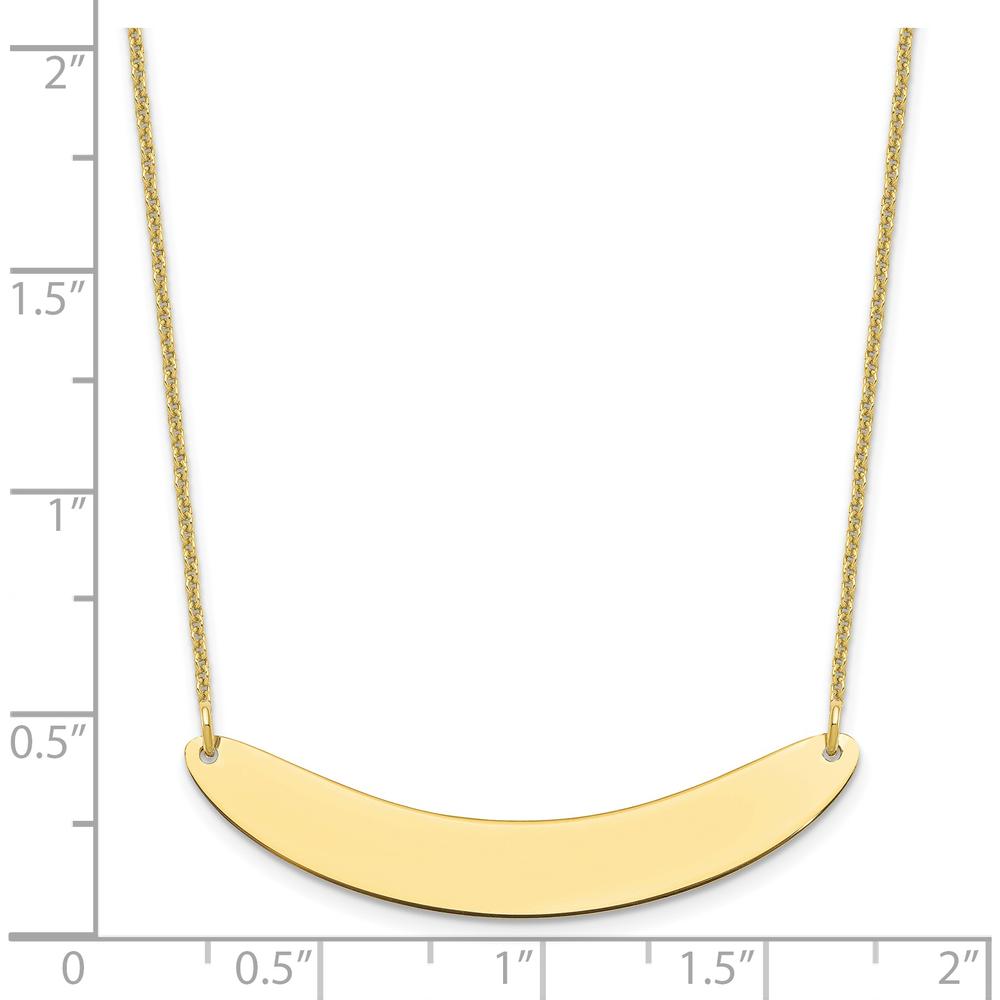 10K Yellow Gold Medium Curved Bar Pendant Necklace - Polished Finish