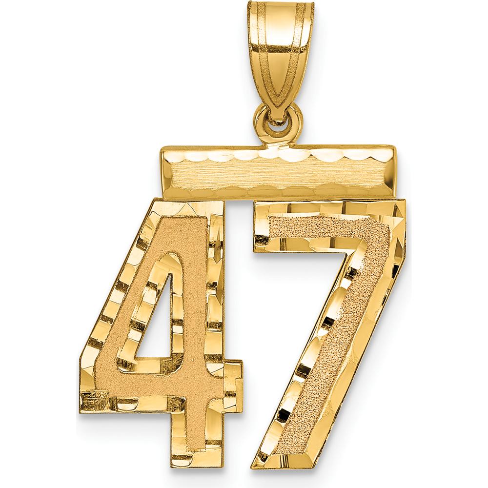 10K Yellow Gold Medium Diamond-Cut Number 47 Pendant Charm