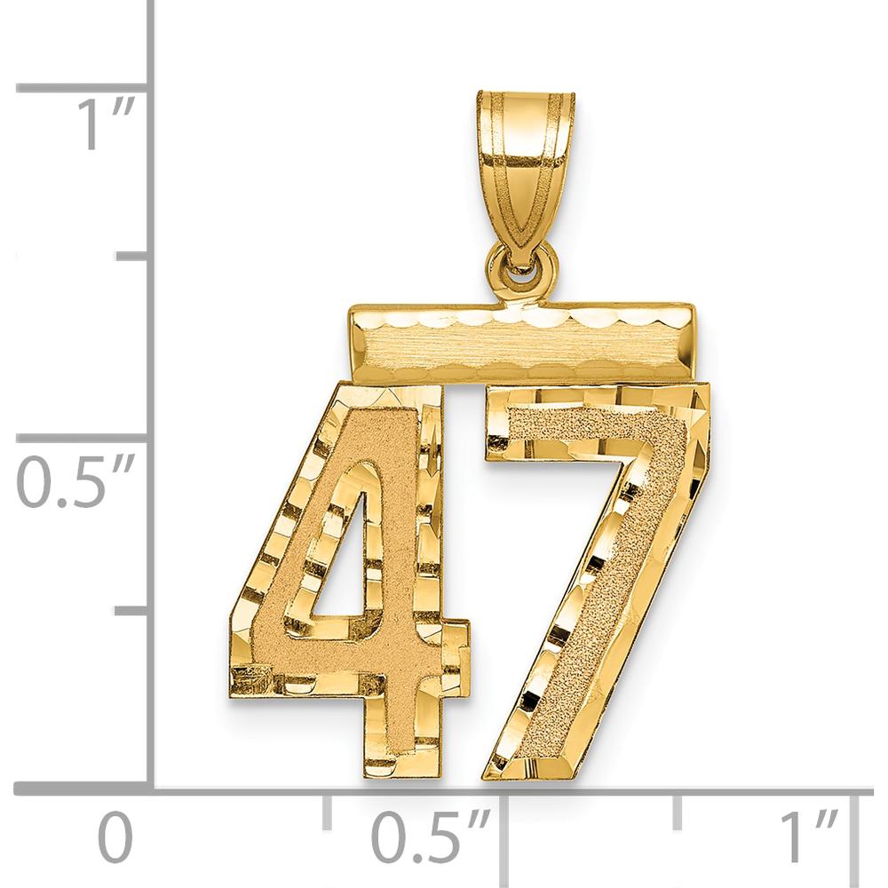 10K Yellow Gold Medium Diamond-Cut Number 47 Pendant Charm