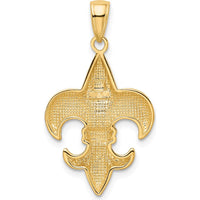 10K Yellow Gold Medium Fleur-De-Lis Pendant - Polished Finish, 30mm Length