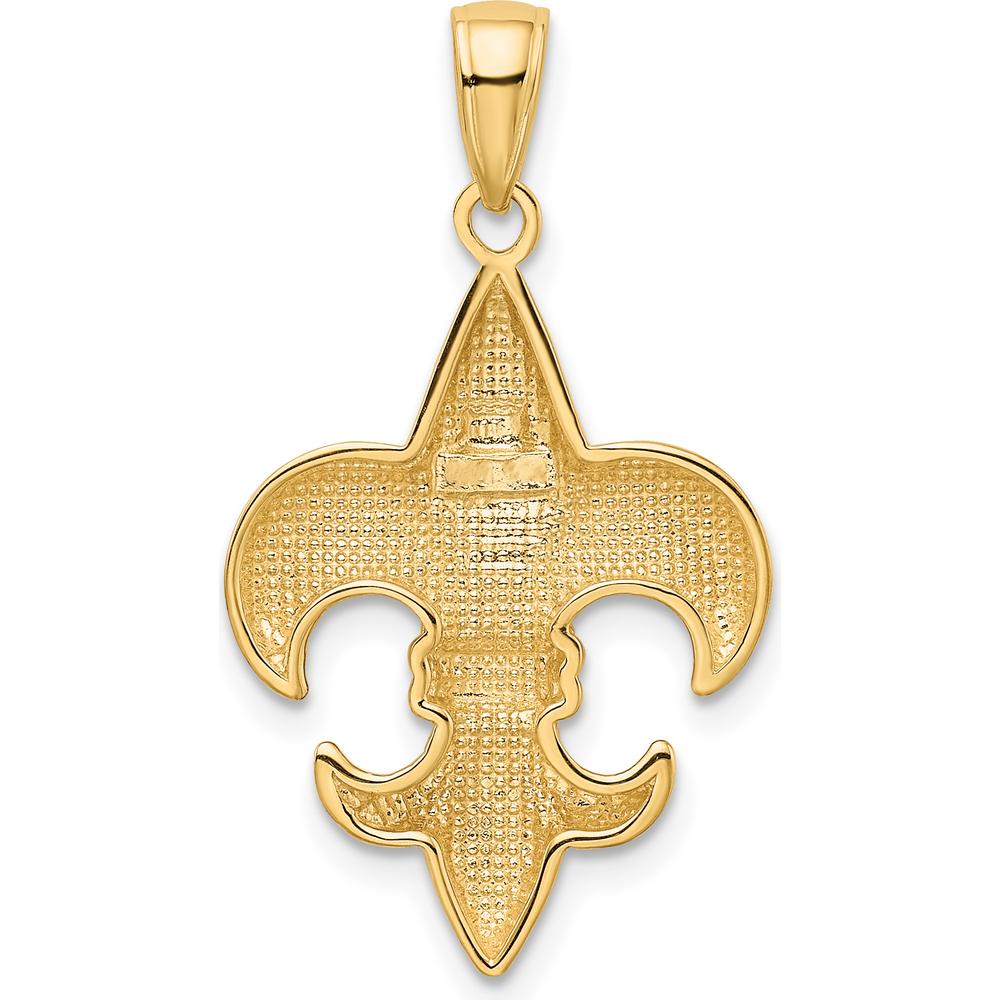 10K Yellow Gold Medium Fleur-De-Lis Pendant - Polished Finish, 30mm Length