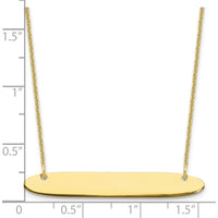 10K Yellow Gold Medium Oblong Bar Necklace - 18" Cable Chain with Lobster Clasp