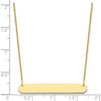 10K Yellow Gold Medium Personalized Bar Necklace with Cable Chain - 18"