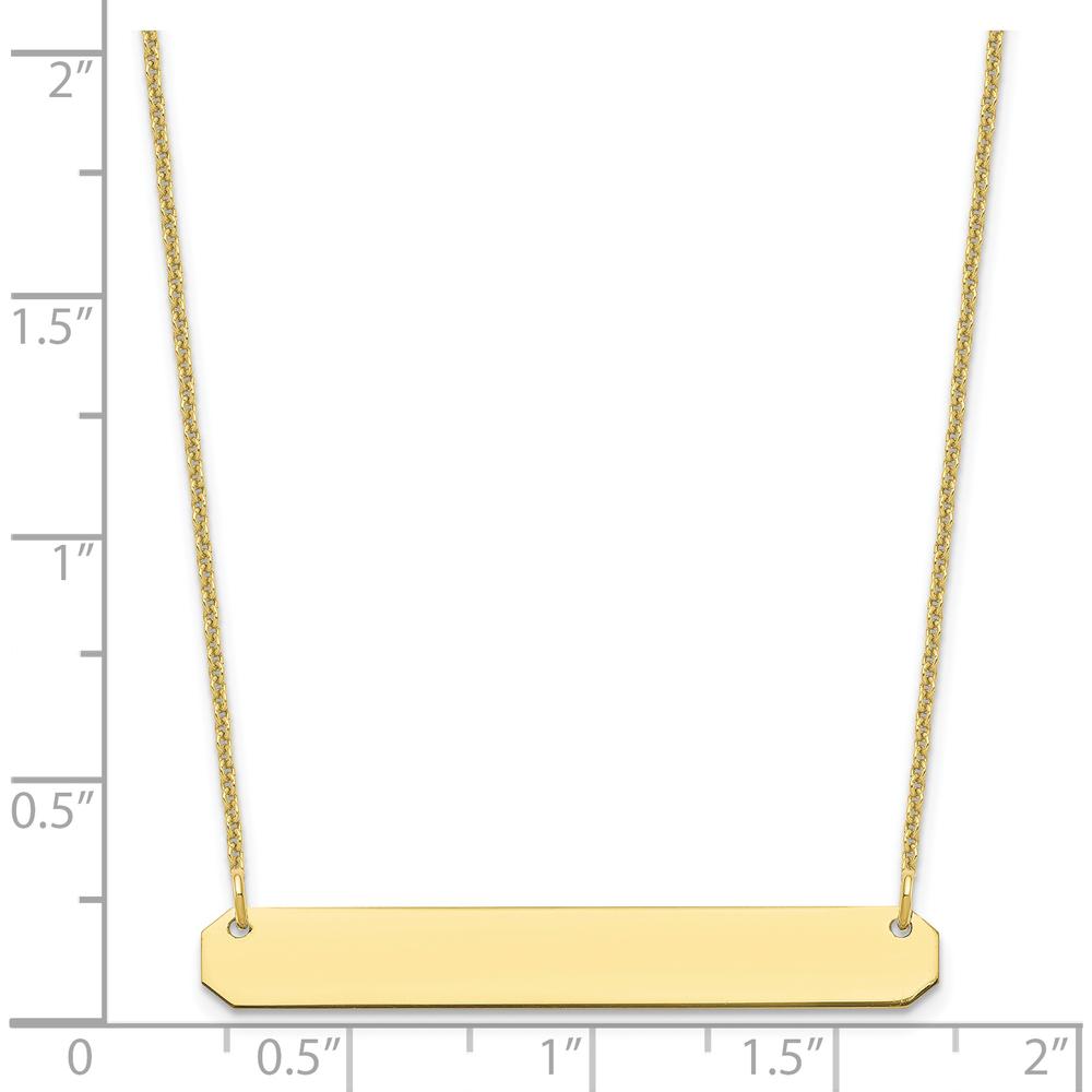 10K Yellow Gold Medium Personalized Bar Necklace with Cable Chain - 18"