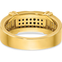 10K Yellow Gold Men’s Black and White Diamond Ring - Bold Polished Finish with Contrast Diamond Detailing by IBGoodman