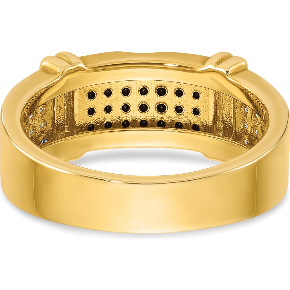 10K Yellow Gold Men’s Black and White Diamond Ring - Bold Polished Finish with Contrast Diamond Detailing by IBGoodman