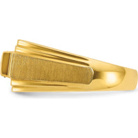 10K Yellow Gold Men’s Ring with Lab-Created Sapphire and Diamonds - 0.01 Carats Diamond Weight, 5mm Sapphire by IBGoodman