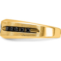 10K Yellow Gold Men’s Ring with Polished Satin Finish and Square Diamond Center by IBGoodman