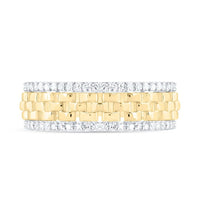 10K Yellow Gold Men’s Woven Band with Natural Diamond Borders - 3/8 Carat Total Diamond Weight