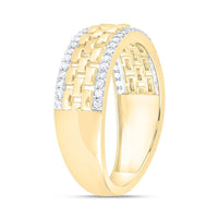 10K Yellow Gold Men’s Woven Band with Natural Diamond Borders - 3/8 Carat Total Diamond Weight