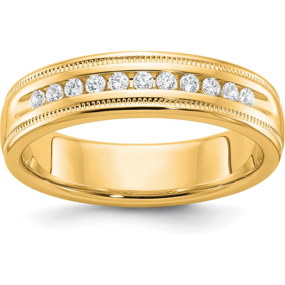 10K Yellow Gold Men's Band Ring with 11 A-Quality Diamonds - 1/4 Carats Total Diamond Weight by IBGoodman