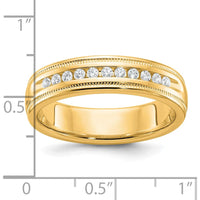 10K Yellow Gold Men's Band Ring with 11 A-Quality Diamonds - 1/4 Carats Total Diamond Weight by IBGoodman