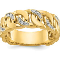 10K Yellow Gold Men's Band Ring with Diamond-Accented Chain Link Design by IBGoodman