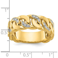 10K Yellow Gold Men's Band Ring with Diamond-Accented Chain Link Design by IBGoodman