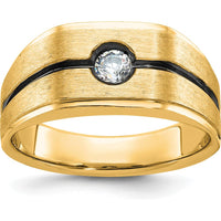 10K Yellow Gold Men's Band Ring with Round Diamond Accent - 0.10 Carats Diamond by IBGoodman