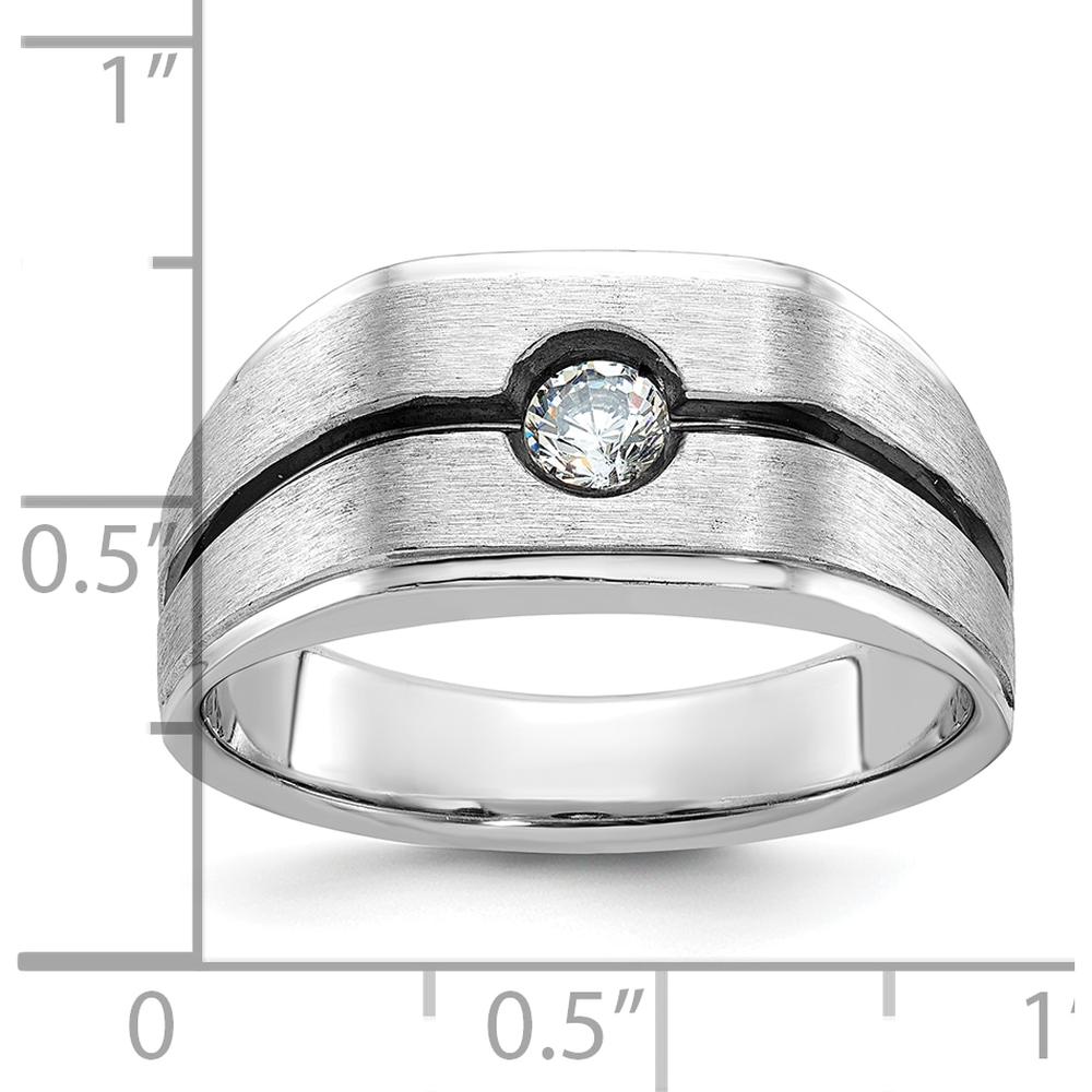 10K Yellow Gold Men's Band Ring with Round Diamond Accent - 0.10 Carats Diamond by IBGoodman