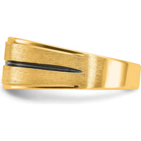10K Yellow Gold Men's Band Ring with Round Diamond Accent - 0.10 Carats Diamond by IBGoodman