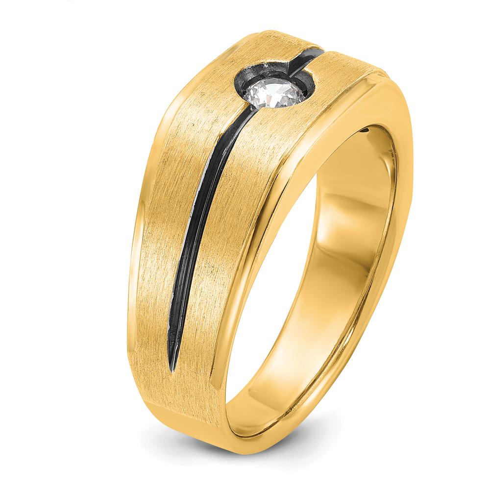 10K Yellow Gold Men's Band Ring with Round Diamond Accent - 0.10 Carats Diamond by IBGoodman